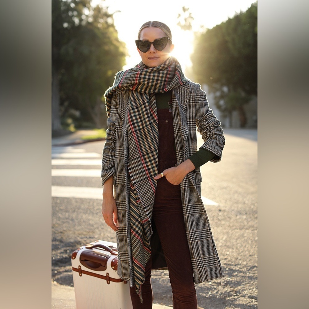 Avec Les Filles Taupe Plaid Sigrid Longline Blazer Coat Jacket XS